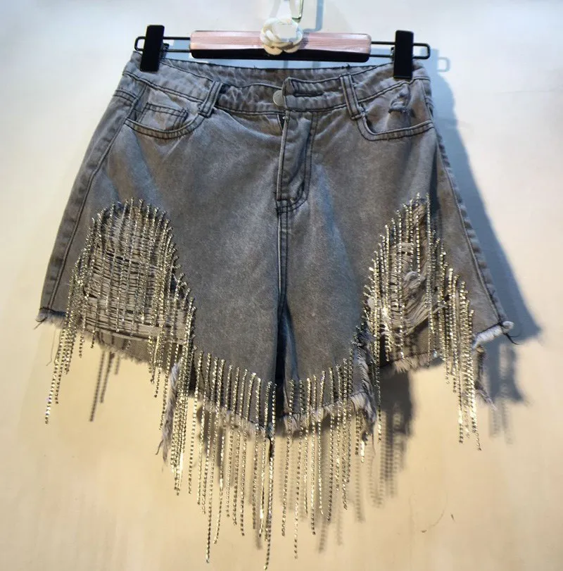 Tassel jean shorts on sale
