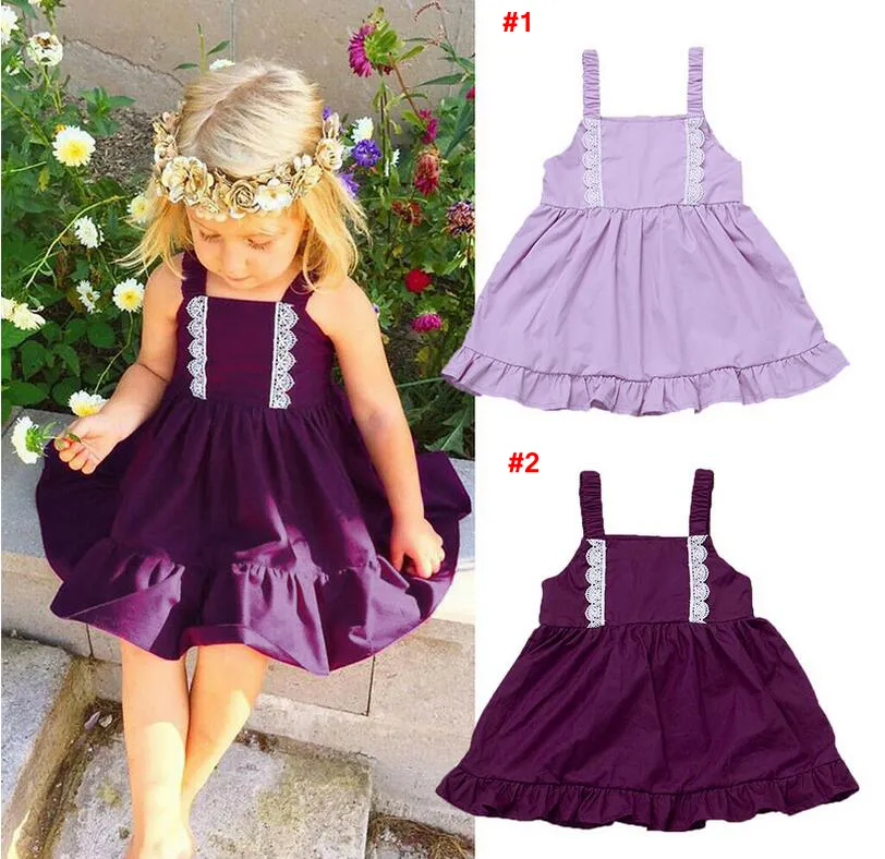 Ins Filles Robe Bébé Dentelle Volant Bretelles Jupe D'été À Volants Robes À Bretelles Enfants Bowknot Ceinture Princesse Robe Casual Sling Robes ZYQ578