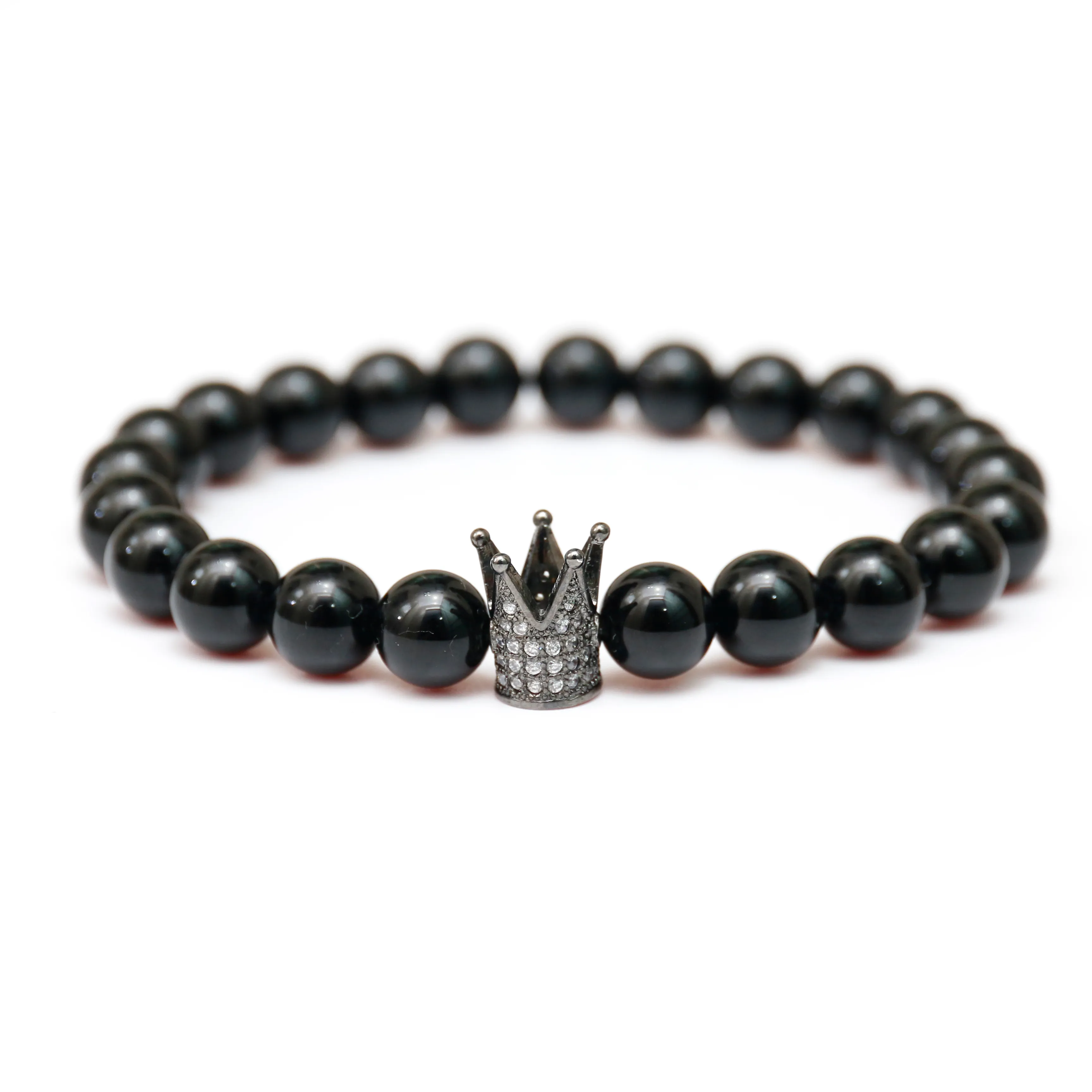 Matte Black Agate Crown Bracete Мужчины и женщины Мода Популярные Простые Ювелирные Изделия