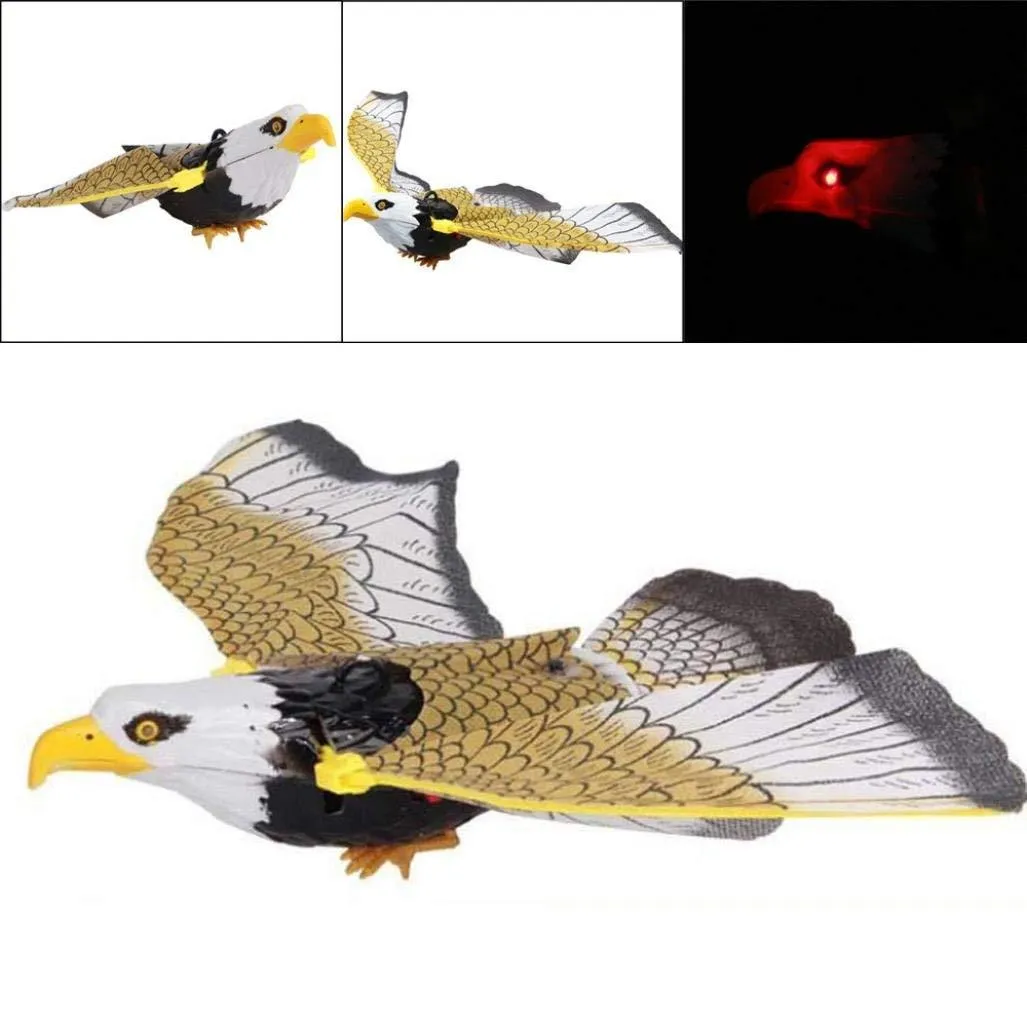 pestcontrol 17 pollici suono realistico aquila volante elettronica fionda LED in bilico falco uccelli spaventapasseri giocattolo divertente controllo dei parassiti