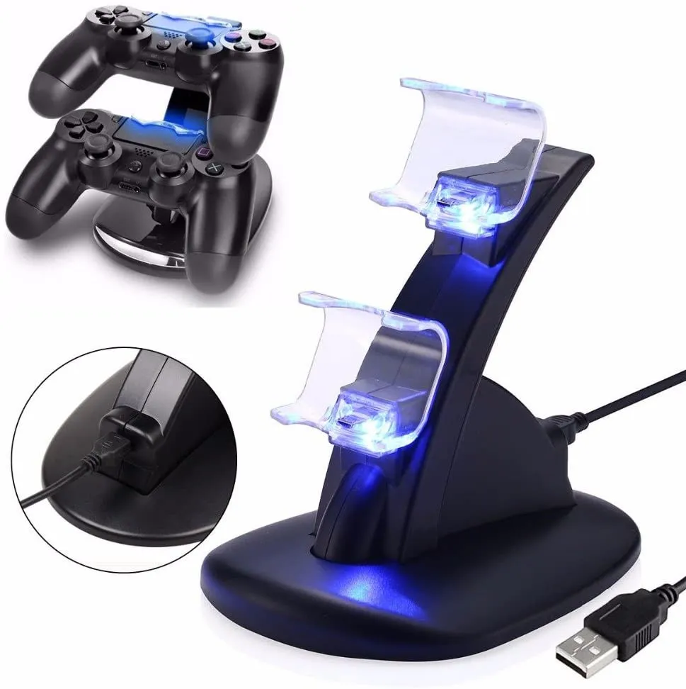 PS4 Acessórios Joystick PS4 Charger Play Station 4 Dual Micro USB Charging Station Suporte para SONY Playstation 4 PS4 Controlador