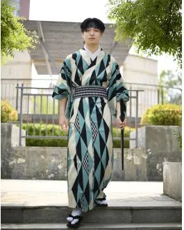 Traditional Japanese Garment:Tokyo Osaka Mens Pajama Robe In