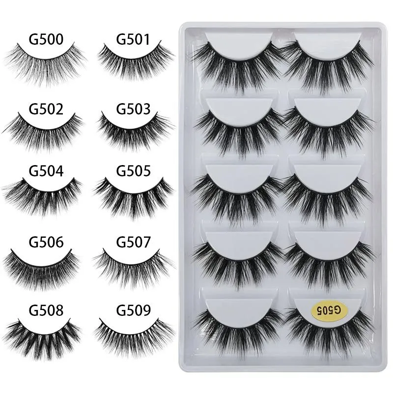 5 pairs 3d mink lashes hand made natural long faux mink eyelashes fluffy volume false eyelashes makeup eyelash extension