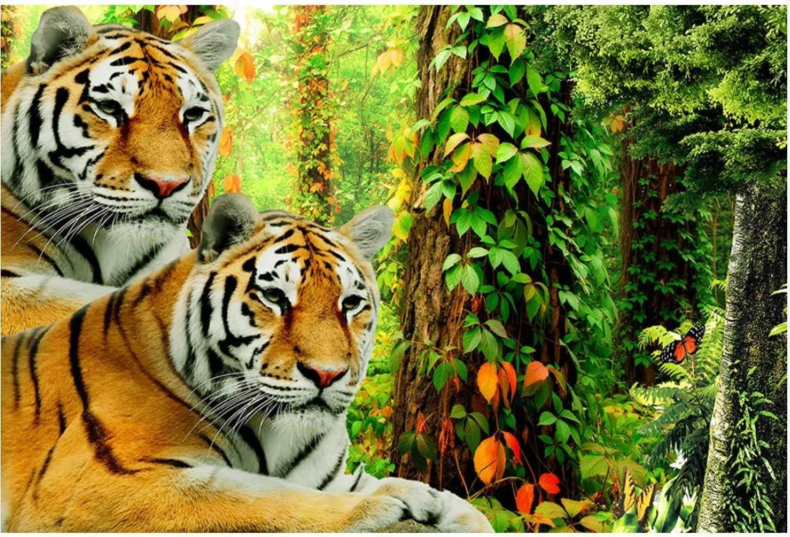 Papel de parede 3D personalizado tigre animal foto decoração casa