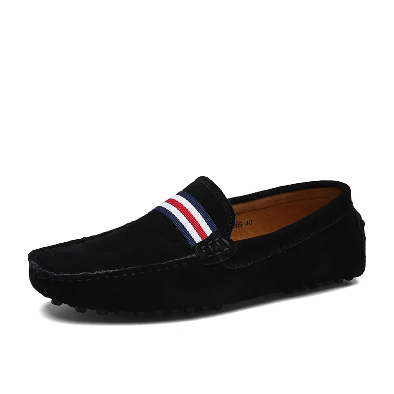 Men`s genuine leather shoes suede loafer big size casual dress shoes gentlemen flag travel walk shoe for Men zy367