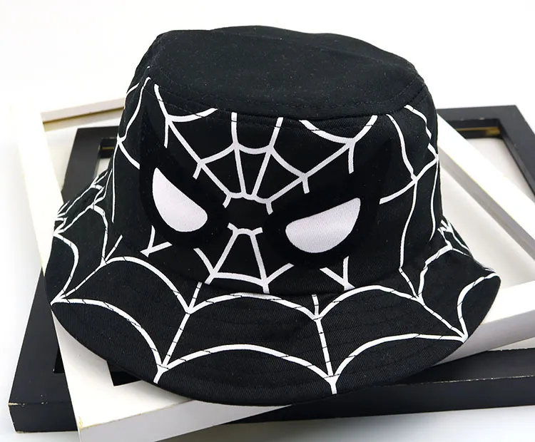 Fashion-Cotton Cartoon spider Bucket Hat Fisherman Hat outdo travel Sun Cap Hats for children boys and girls 51