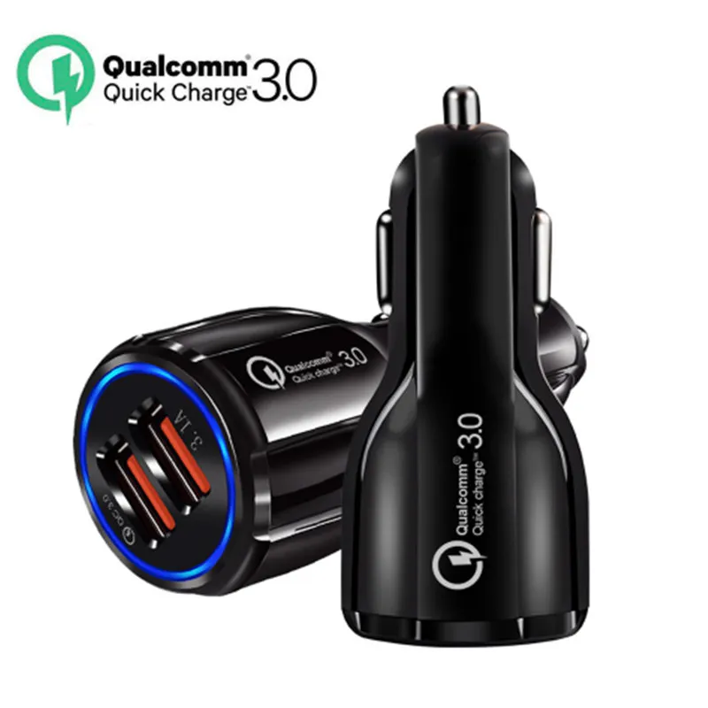 شاحن سيارة 9V 2A 12V 1.2A QC3.0 شاحن سيارة سريع 3.1A تهمة سريع Qualcomm سريع سيارة شاحن USB مزدوج الهاتف