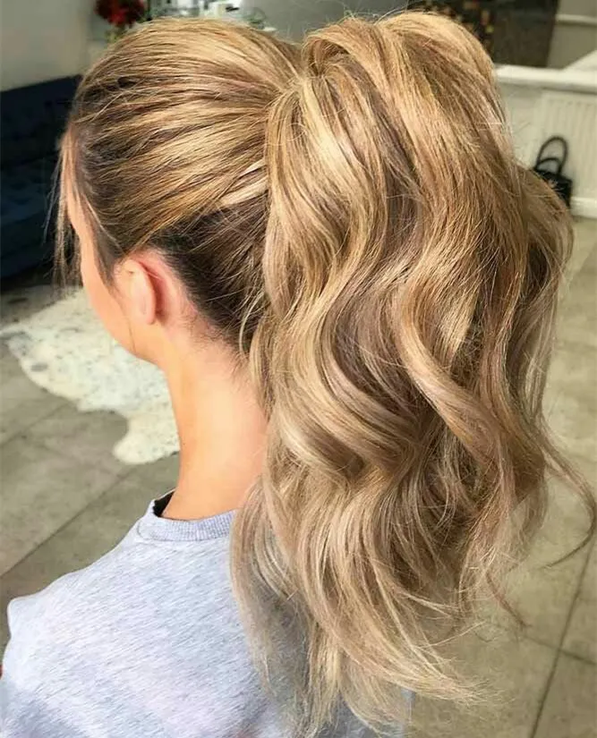 Extension de cheveux en queue de cheval de style désordonné réglable avec enveloppement autour de la forme Amzing pour vous Hivision (27 # blond surligné)