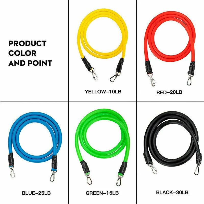 DHL US Stock 11 pz / set Pull Rope Esercizi di Fitness Fasce di Resistenza Tubi in Lattice Pedale Excerciser Allenamento del Corpo Fascia Elastica