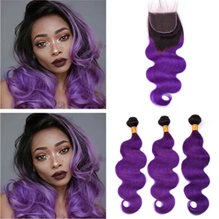 Purple Ombre Hair Extensions Purple Ombre Clip In Hair Extensions 100g Brazilian Human  main image 3