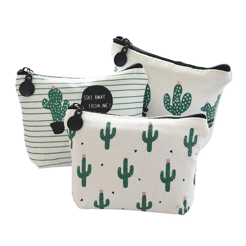 Canvas Cactus Pennfodral Väska Papper Skolmaterial Kosmetisk sminkpåse