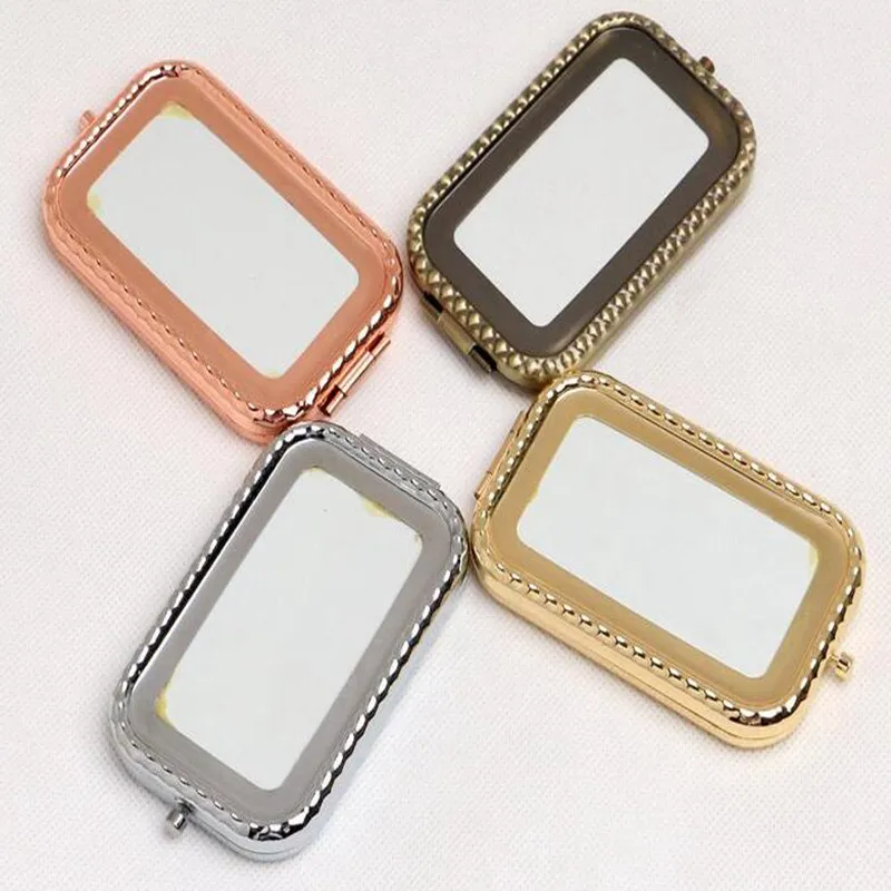 50pcs Portable Pocket mirror girl rectangular shaped foldable double makeup mirror Travel