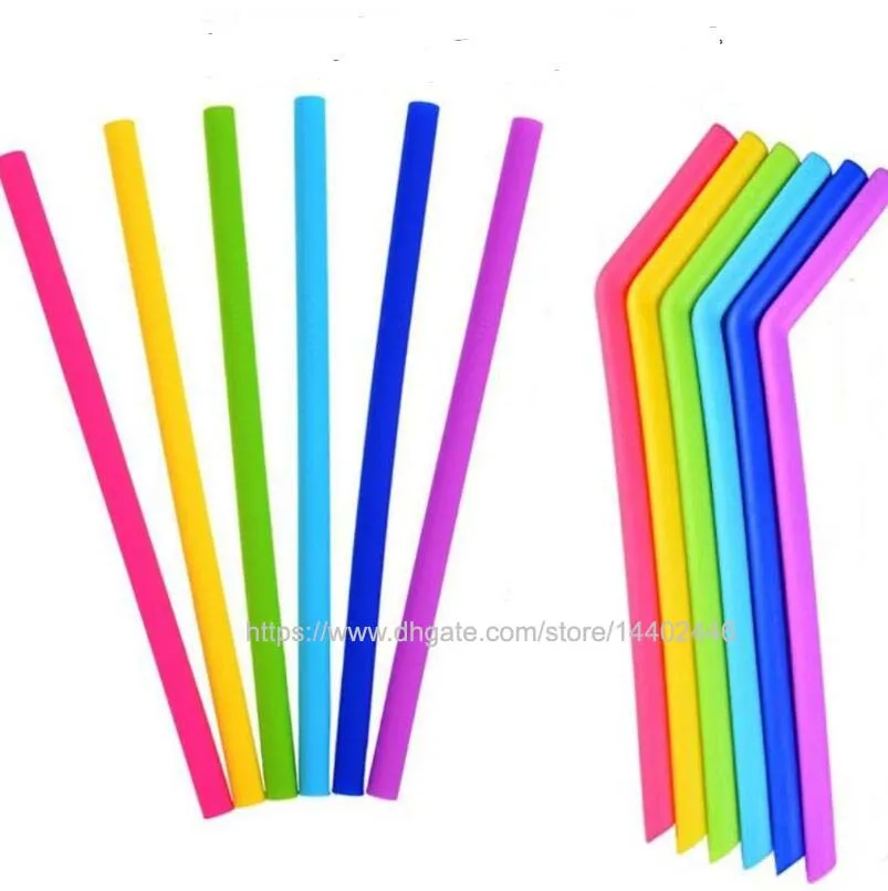 200pcs a lot Food Grade Flexible Silicone Straws Straight Bent Curved Straw Drinking Reusable Bar Tool Tools Drinks