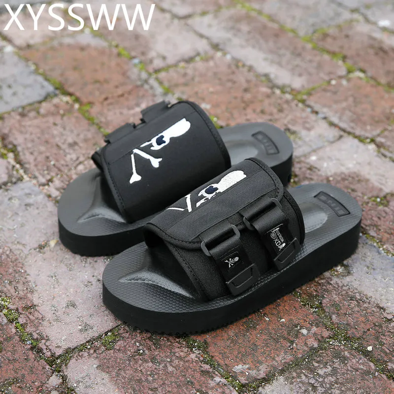 Män tofflor sommar platt 2018 sommar män skor andas strand tofflor wedge black flip flops 35-45