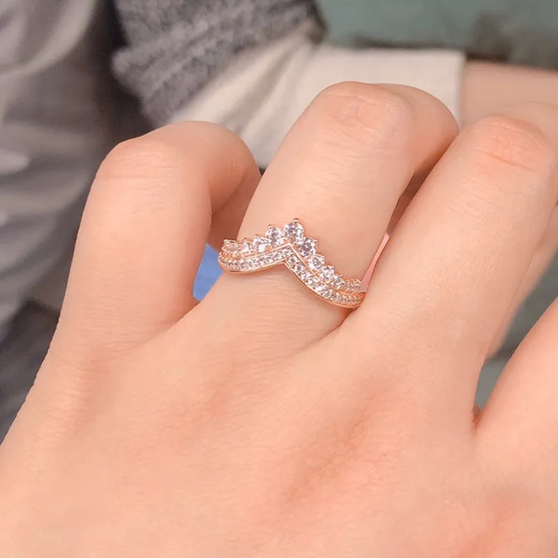 Princess Wishbone Ring Luxury Designer Jewelry For Pandora 18K Rose Gold Women Priyanka Chopra Wedding Ring With Original Logo Box Sets From Yakor 8.17 DHgate.Com