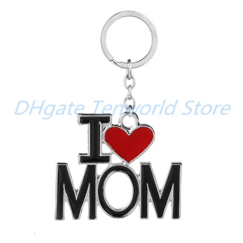 Metal Family Pendant Keychain I Love MAMA/MOM/DAD/PAPA Letter Key Chains Souvenir Jewelry Key Ring Mother Father `s Day Gift