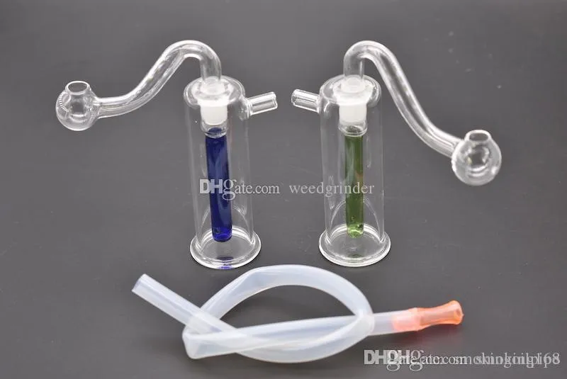 8 cm bunte Mini-Rauchpfeife, 10 mm Glas-Ölbohrinsel-Bong, kleine Glas-Downstem-Rauchwasser-Glasbong