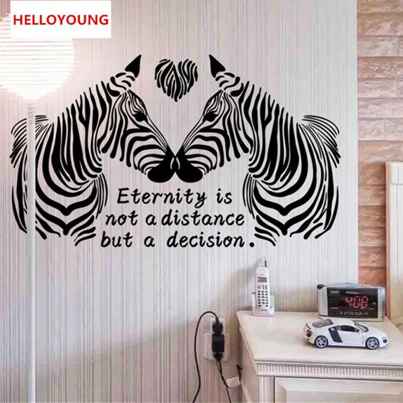Diy adesivo de parede dos desenhos animados amor zebra wallpapers todos os jogo estilo arte mural à prova d 'água quarto adesivos de parede decoração da sua casa