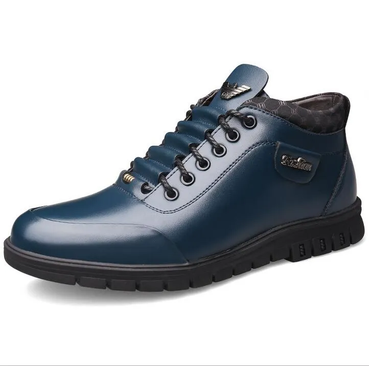 Designer-igh Top Urban Men's Lederen Schoenen Pluche Warme Business Schoenen