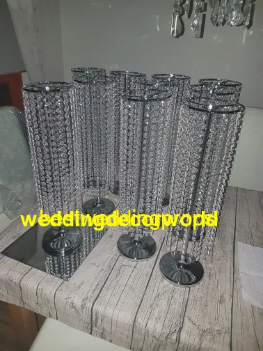 Pilar de flores de lujo de estilo romano soporte de flores acrílicas de metal para boda Decpr0741
