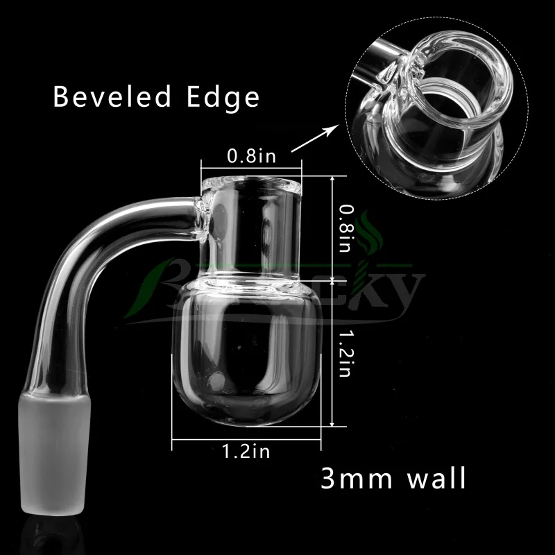 Beracky New 3mmXXL Splash Guard Beveled Edge Quartz Banger 10mm 14mm 18mm Male Female 45/90 Quartz Bangers Nails For Glass Dab Rigs