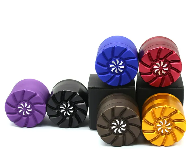 The latest Smoke grinder 50X42MM size aluminum alloy material 4-layer metal smashing tool tobacco grinder very many colors