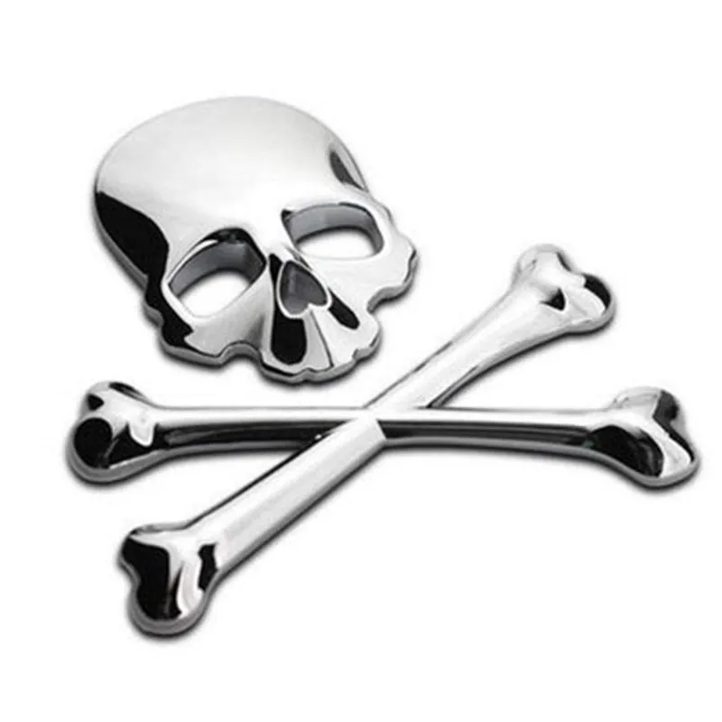 3D Kafatası Metal İskelet Crossbones Araba Sticker Kafatası Amblemi Rozeti araba styling Etiketler Motor Aksesuarları-Altın Siyah Gümüş Renk