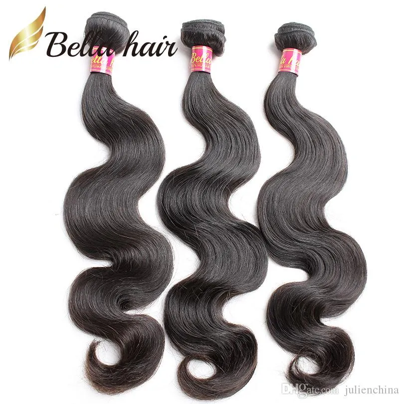 Bella Hair® 8-30 Peruviaanse haarbundels Onverwerkte natuurlijke haar Weave Black Body Wave Menselijk haar inslag 3pc / partij Freeshipping Julienchina