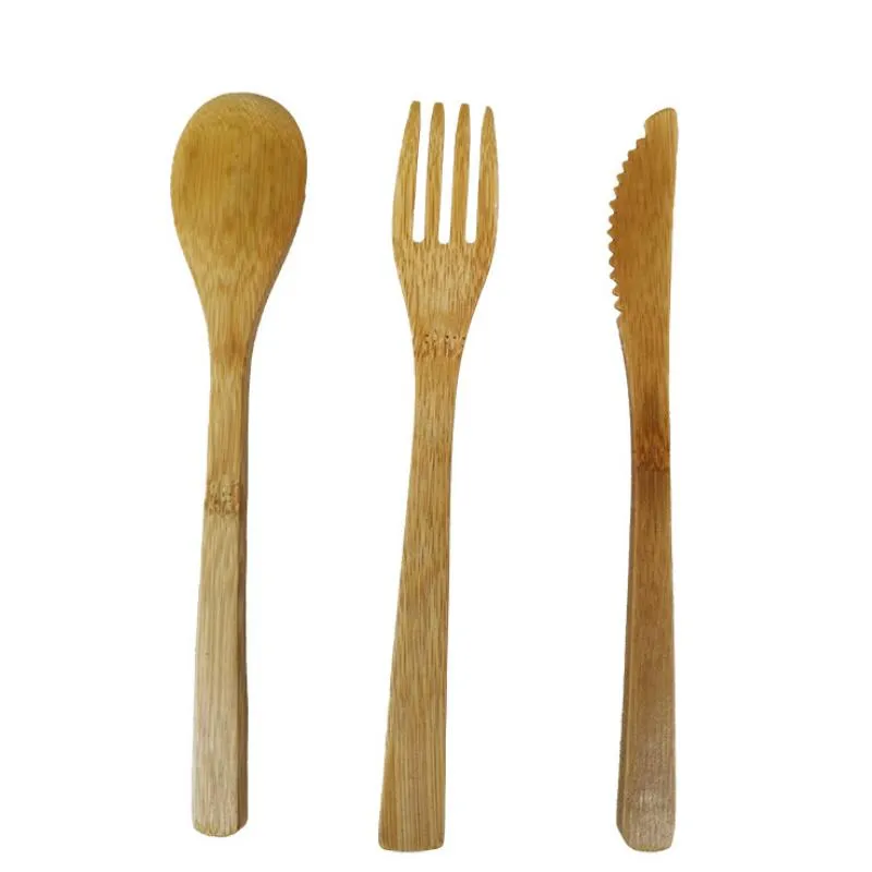 Bamboo Cutlery Set Natural Bamboo Spoon Fork Knife Dinnerware Set Bamboo Jam Cutlery Kitchen Dinnerware Sets LX9042