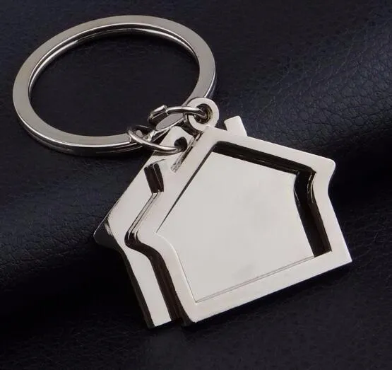 2016 New Spin House Shaped Keychains Metal Real Estate Keyrings LOGO personnalisé pour les cadeaux
