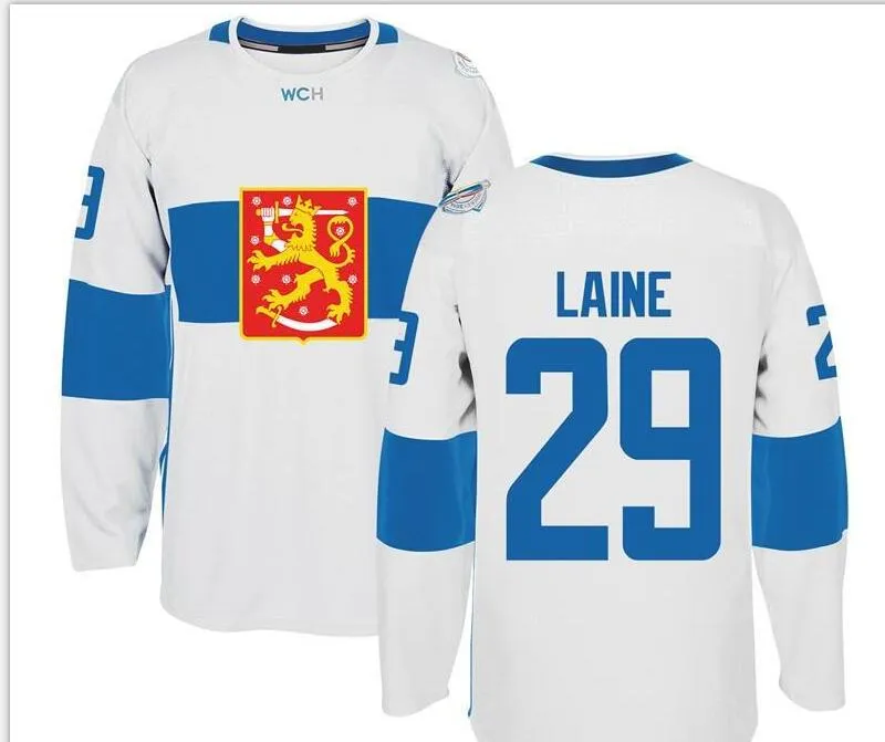 Custom Men Youth women Vintage 2016 World Cup of Hockey Finland Team # 29 Patrik Laine Hockey Jersey Taglia S-5XL o personalizzato qualsiasi nome o numero