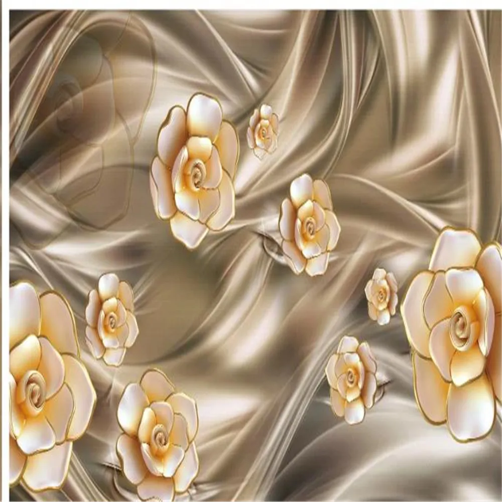 window mural wallpaper 3D three-dimensional fantasy flower jewelry wallpapers background wall