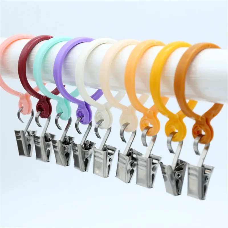 30PCS/Lot Plastic Curtain Hanging Rings Curtain Accessory Window Shower Curtain Rings Hanging Clamp Ring Roman Rod Ring Buckle