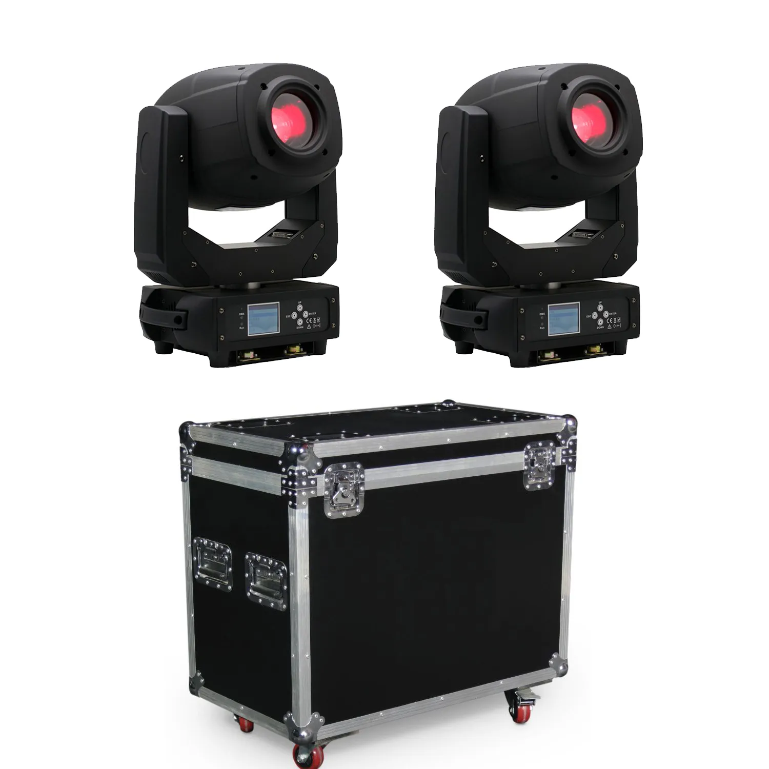 Stadiumverlichting LED Moving Head Light Beam Spot Wash Zoom 2 Eenheden met Flight Case Packing