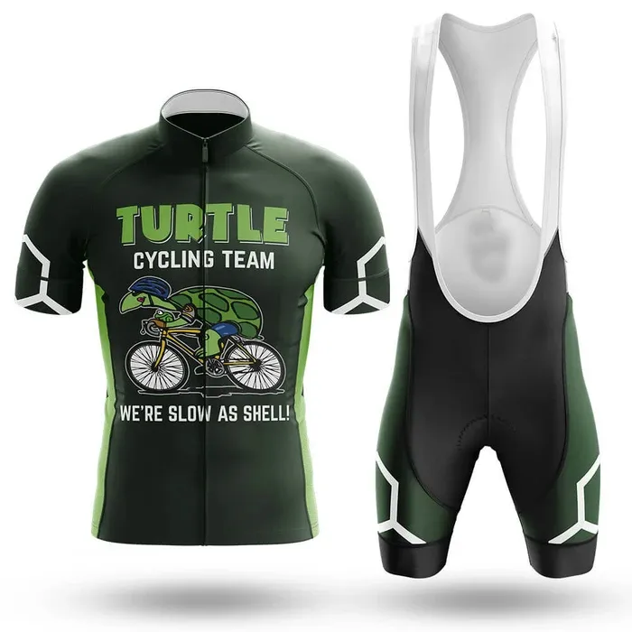 2024 Turtle Team Green Summer Cycling Jersey مجموعة تنفس MTB دراجة ركوب الدراجات للدراجة الجبلية ارتداء ملابس Maillot Ropa ciclismo