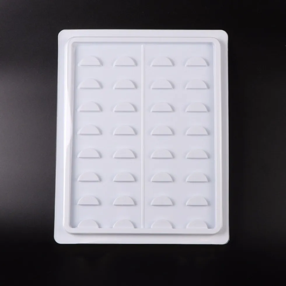 16 coppie cassa del ciglio bianco con coperchio trasparente per ciglia finte 16 coppie di campioni di plastica Lashes Tray