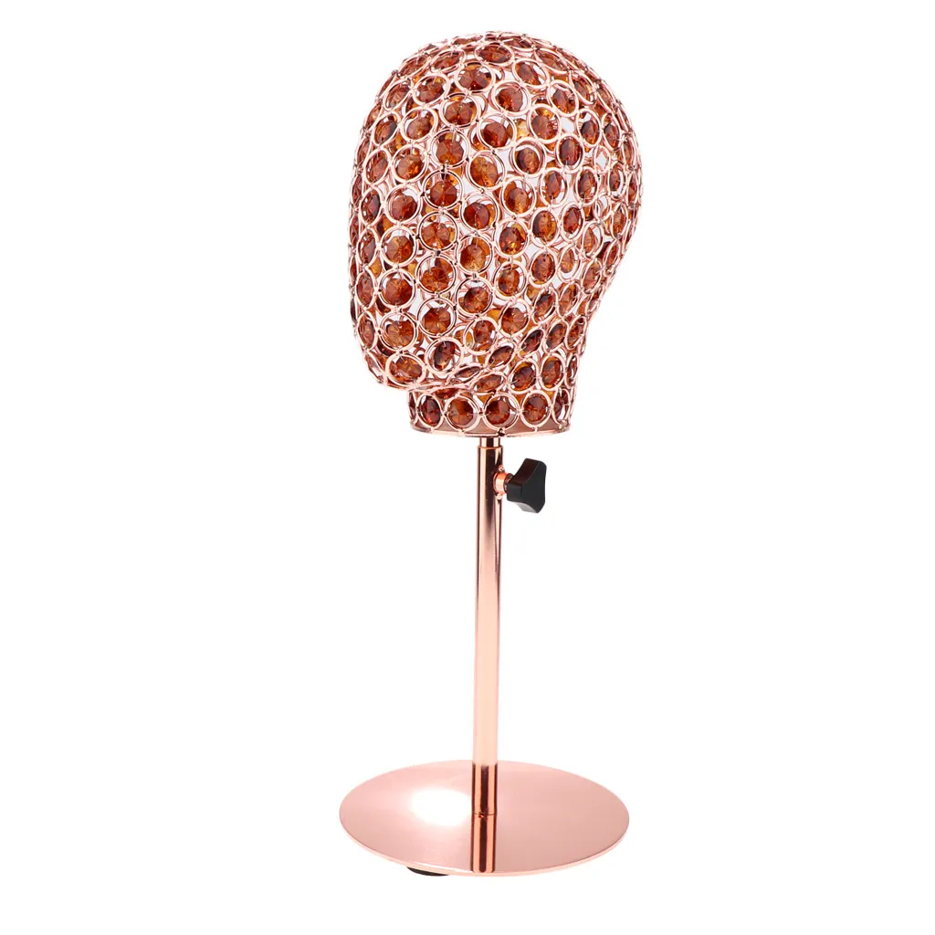 Shinny And Elegant Rhinestone Decorated Mannequin Head Wig Hat Glasses