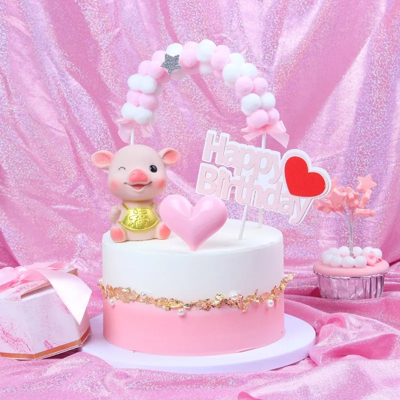 Cake toppers banner para fruta Cupcake Wrapper Baking Cup té fiesta boda decoración arco diseño bola de piel colorido