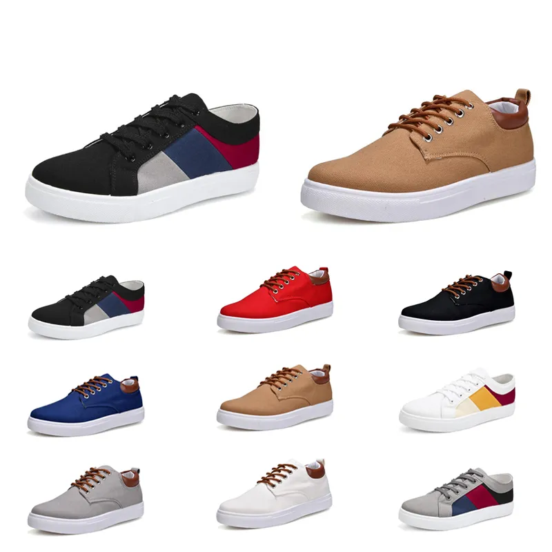 Günstige Freizeitschuhe No-Brand Canvas Spotrs Sneakers Neuer Stil Weiß Schwarz Rot Grau Khaki Blau Mode Herrenschuhe Größe 39-46