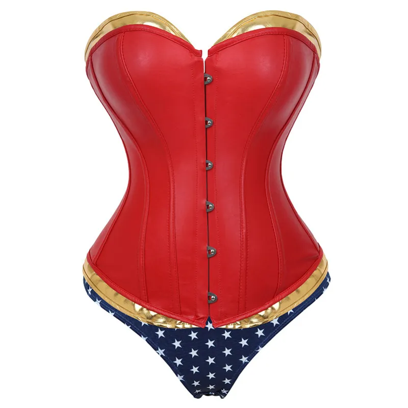 Costume Bustier Corset en simili cuir pour femme avec Costume de Cosplay court bleu Costumes Sexy grande taille rouge