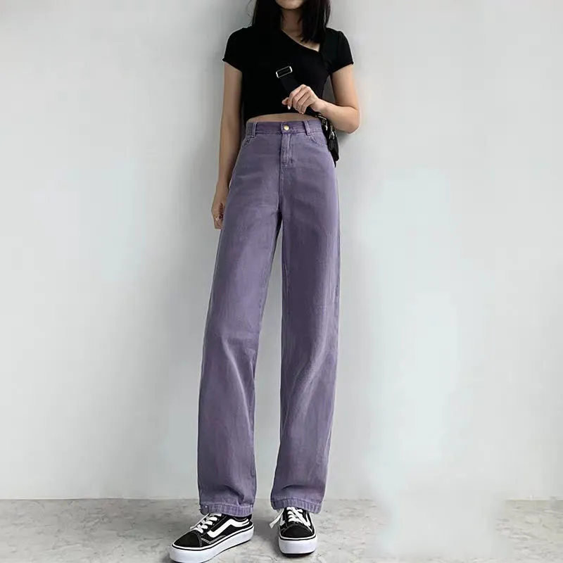 Selvagem Cintura Alta Roxo Calça Jeans Calças Mulheres Namorados