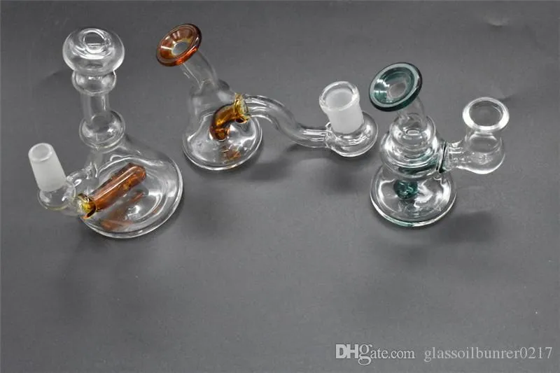 Haute qualité Mini plates-formes pétrolières en verre Bongs Conduites d'eau avec recycleur épais en pyrex Heady Breaker Bong Pipes Clear Oil Rig bong avec des lèvres colorées