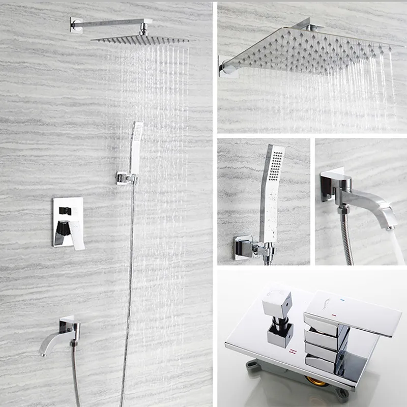 Bathroom Fittings 304 SUS Ultra Thin Rain Shower Set Polish Finsh Wall