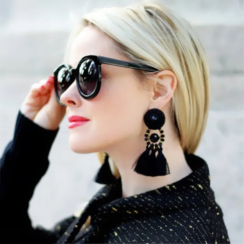 Boho Beads Brand Long Tassel Drop Dangle Earring for Women Summer Vintage Ethnic Statement Fashion Jewelry Wedding Gift