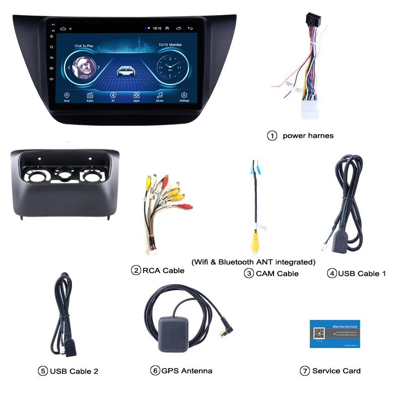 Android 10 Car Radio Video Stereo GPS Navi Head Unit Player för Mitsubishi Lancer IX 2006-2010 Inklusive ram