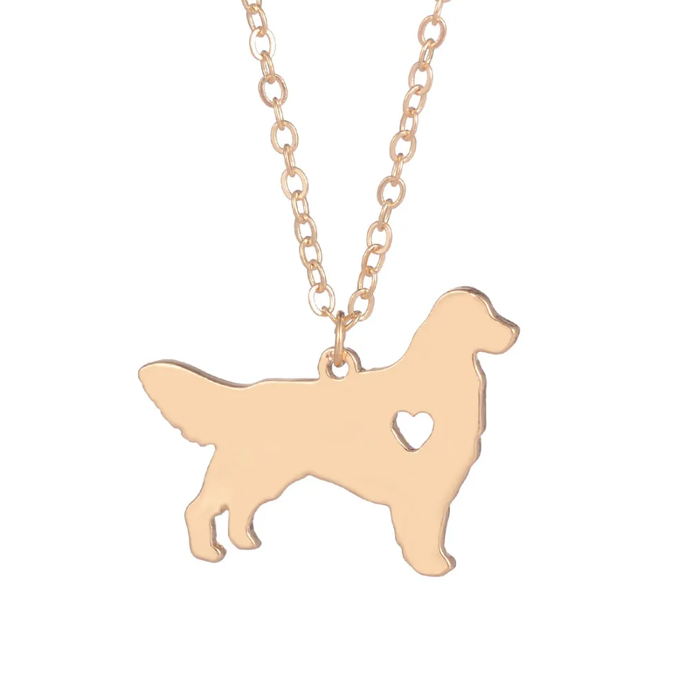 Partihandel 30st Golden Retriever Necklace Dog Pendant Dog Breed Silver Smycken Charm Husdjur Ny valp adoptera hund älskare gåva