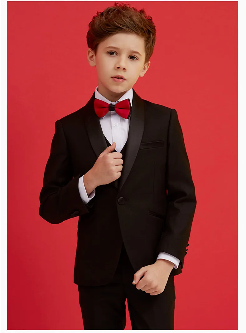 Knappe One Button Sjaal Revers Kid Complete Designer Knappe Boy Wedding Suit Boys 'Attire Custom-Made (Jack + Pants + Tie + Vest) A13