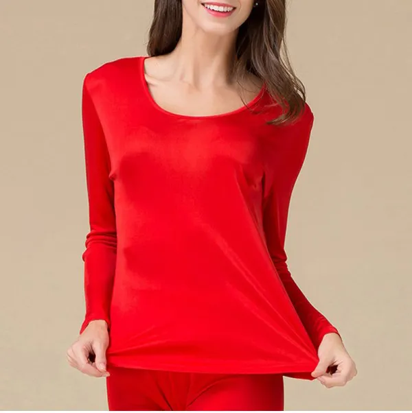 Underwear Thermal Shirt 100 Pure Silk Knit Women Underwear Long Johns Top Only Long Sleeve Size M L XL XXL From 27 49 DHgate