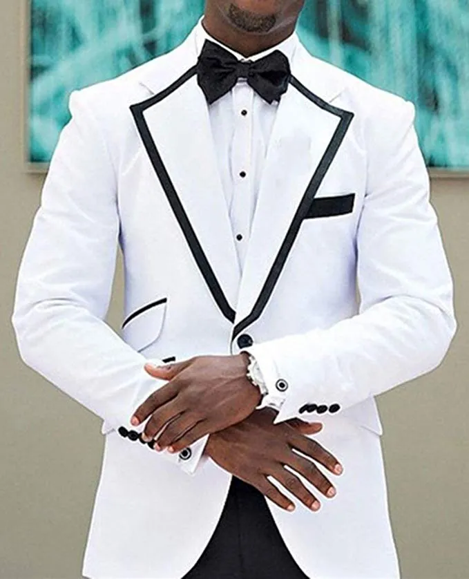 White Formal Men Suits One Button Blzer Slim Fit Groom Wedding Suits ...