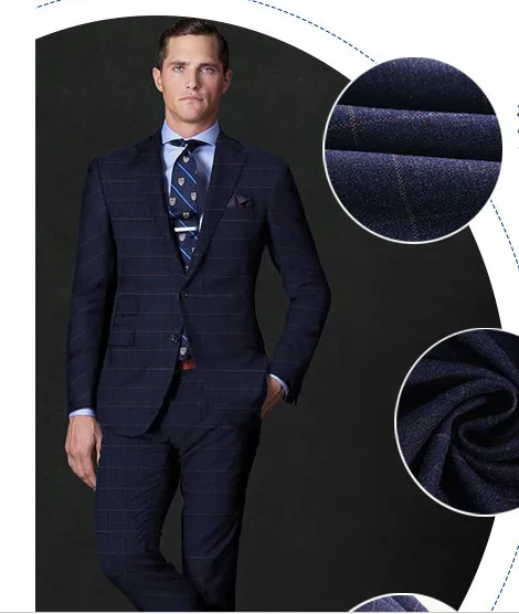 Cool plaid kostym groomsmen notch lapel bröllop brudgum tuxedos män passar bröllop / prom / middag bästa man blazer (jacka + slips + byxor) 03